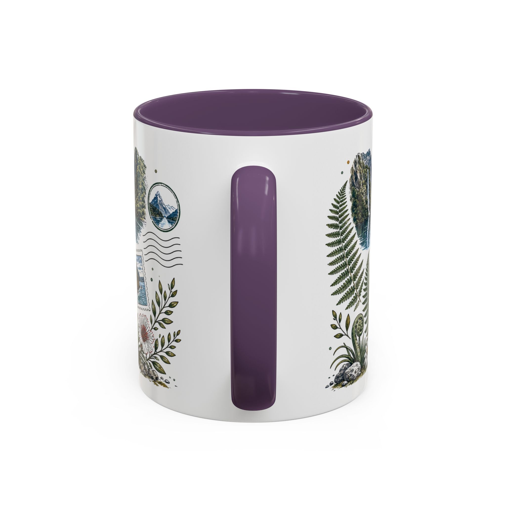 New Zealand South Island Coffee Mug | Travel Destination Souvenir Gift | Accent Color Ceramic 11oz 15oz