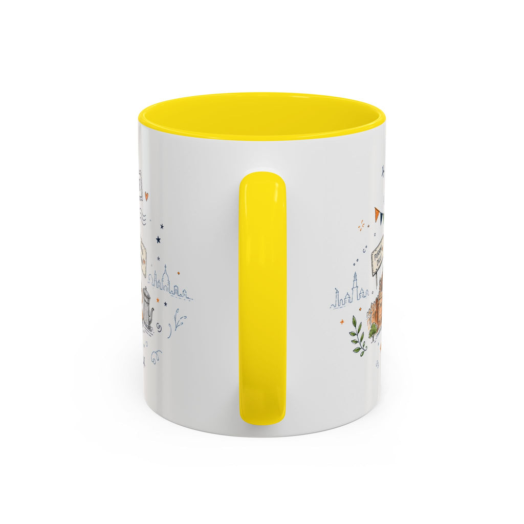 New Delhi Coffee Mug | India Souvenir Travel Gift | Accent Color Ceramic 11oz 15oz