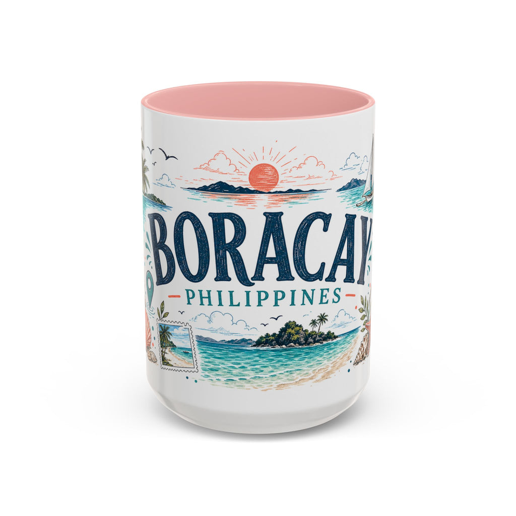 Boracay Coffee Mug | Travel Destination Souvenir Gift | Accent Color Ceramic 11oz 15oz