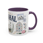 Taj Mahal Coffee Mug | Travel Destination Souvenir Gift | Accent Color Ceramic 11oz 15oz