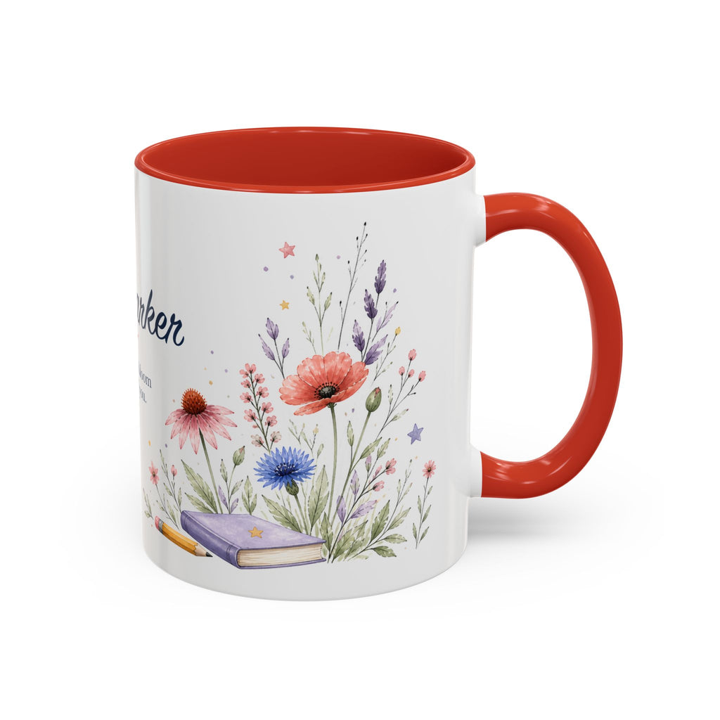 Personalized Kindergarten Teacher Mug | Custom Name Wildflower Rainbow Cup | Back to School Gift