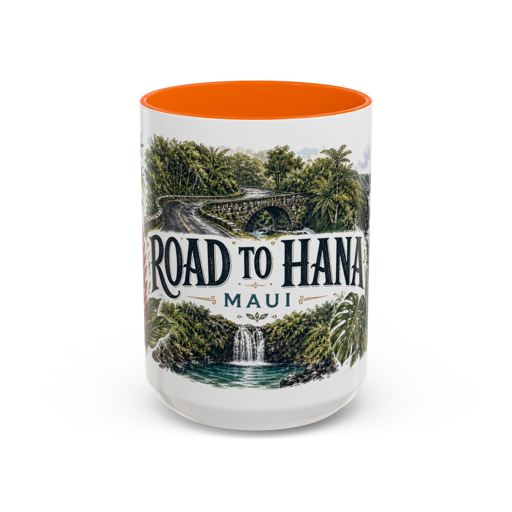Road to Hana Mug, Maui Travel Souvenir, Bucket List Gift, Accent Ceramic Coffee Mug 11oz 15oz