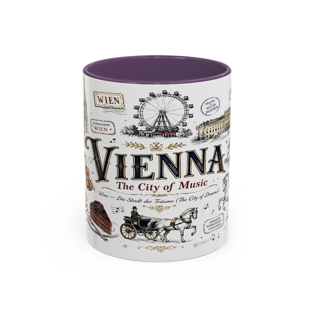 Vienna Coffee Mug | Austria Souvenir Travel Gift | Accent Color Ceramic 11oz 15oz