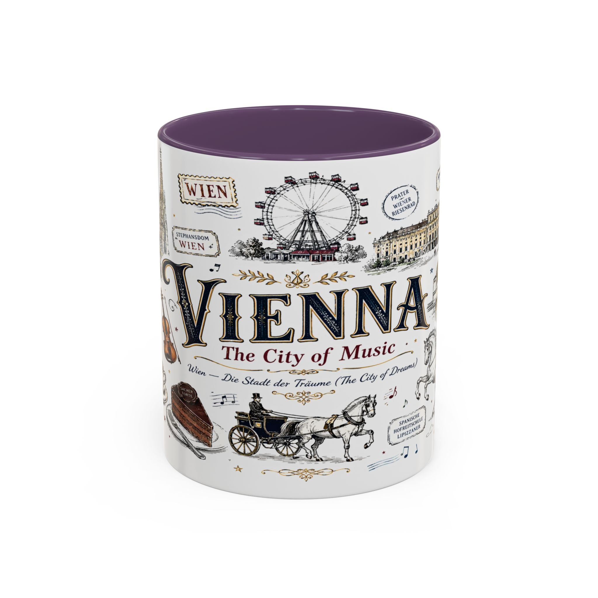 Vienna Coffee Mug | Austria Souvenir Travel Gift | Accent Color Ceramic 11oz 15oz
