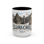 Ellora Caves Mug, India Travel Souvenir, Bucket List Gift, Accent Ceramic Coffee Mug 11oz 15oz