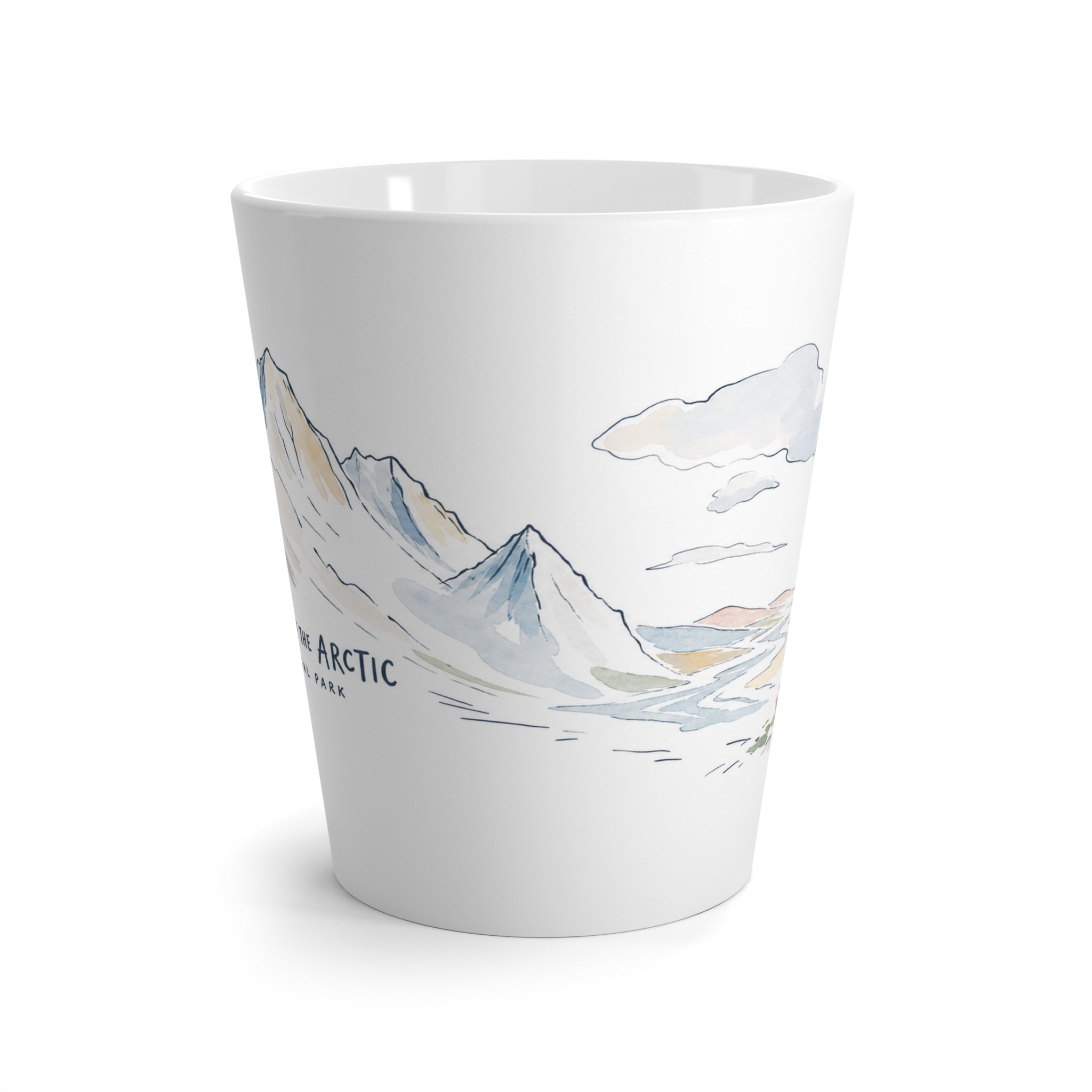 Gates of the Arctic National Park Latte Mug | Pastel Watercolor Nature Coffee Cup | 12 oz Travel Souvenir Gift