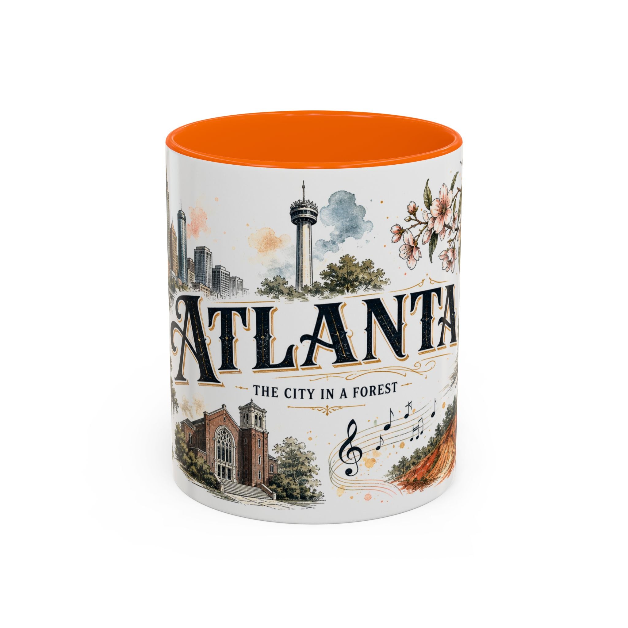 Atlanta Coffee Mug | United States Travel Souvenir | Vintage Illustrated City Gift | 11 oz 15 oz Accent Mug