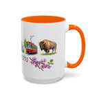 Oklahoma City Illustrated Travel Mug | City Souvenir Accent Coffee Mug | 11oz 15oz Ceramic Cup