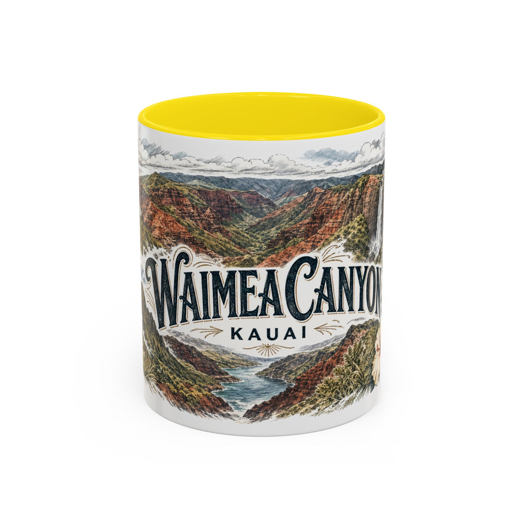 Waimea Canyon Mug, Kauai Travel Souvenir, Bucket List Gift, Accent Ceramic Coffee Mug 11oz 15oz