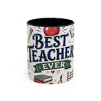 Best Teacher Ever Coffee Mug | Teacher Appreciation Gift | Accent Color Ceramic 11oz 15oz