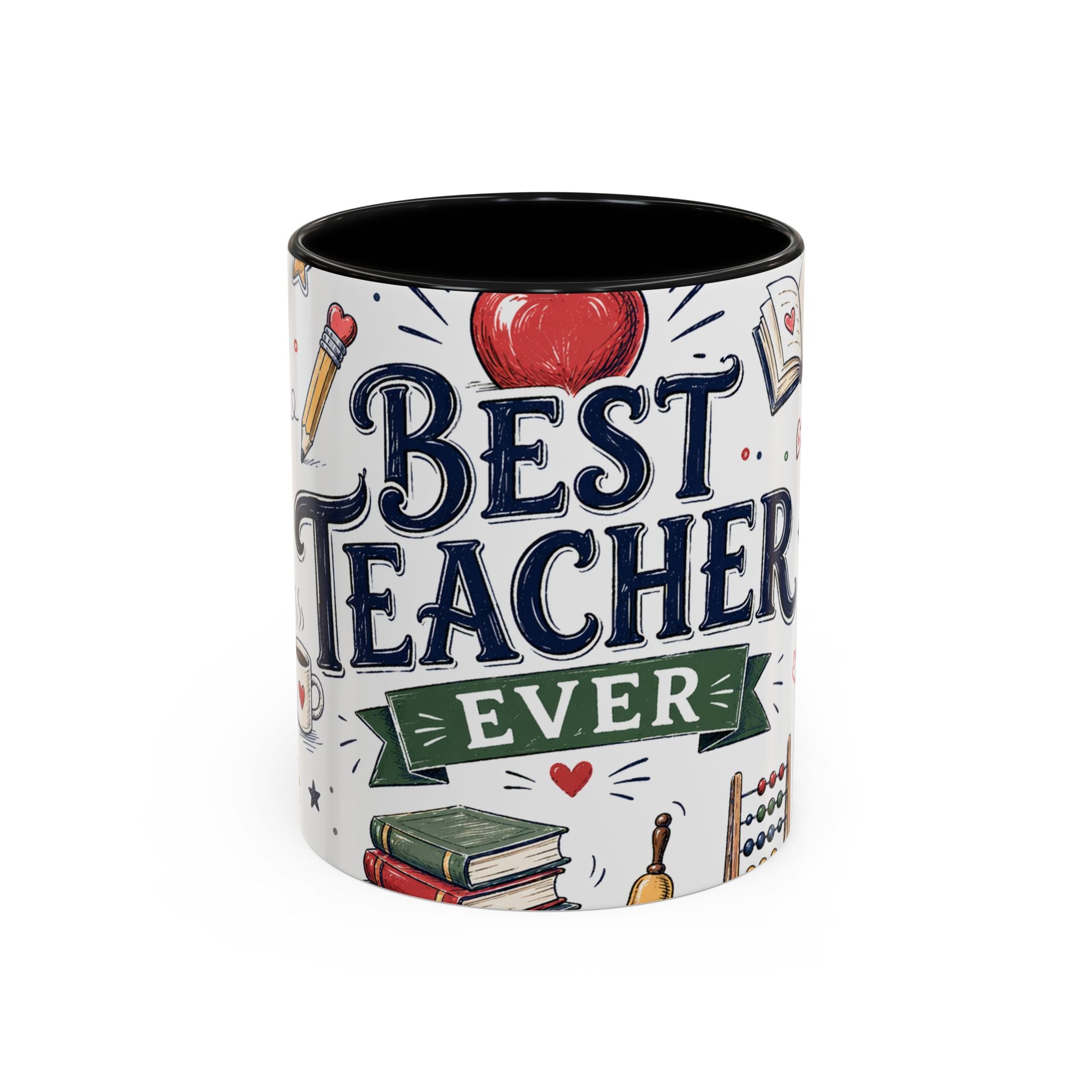 Best Teacher Ever Coffee Mug | Teacher Appreciation Gift | Accent Color Ceramic 11oz 15oz
