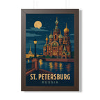 St. Petersburg Russia Framed Poster | Vintage Travel Wall Art | Black Walnut White Frame | 16x24 20x30