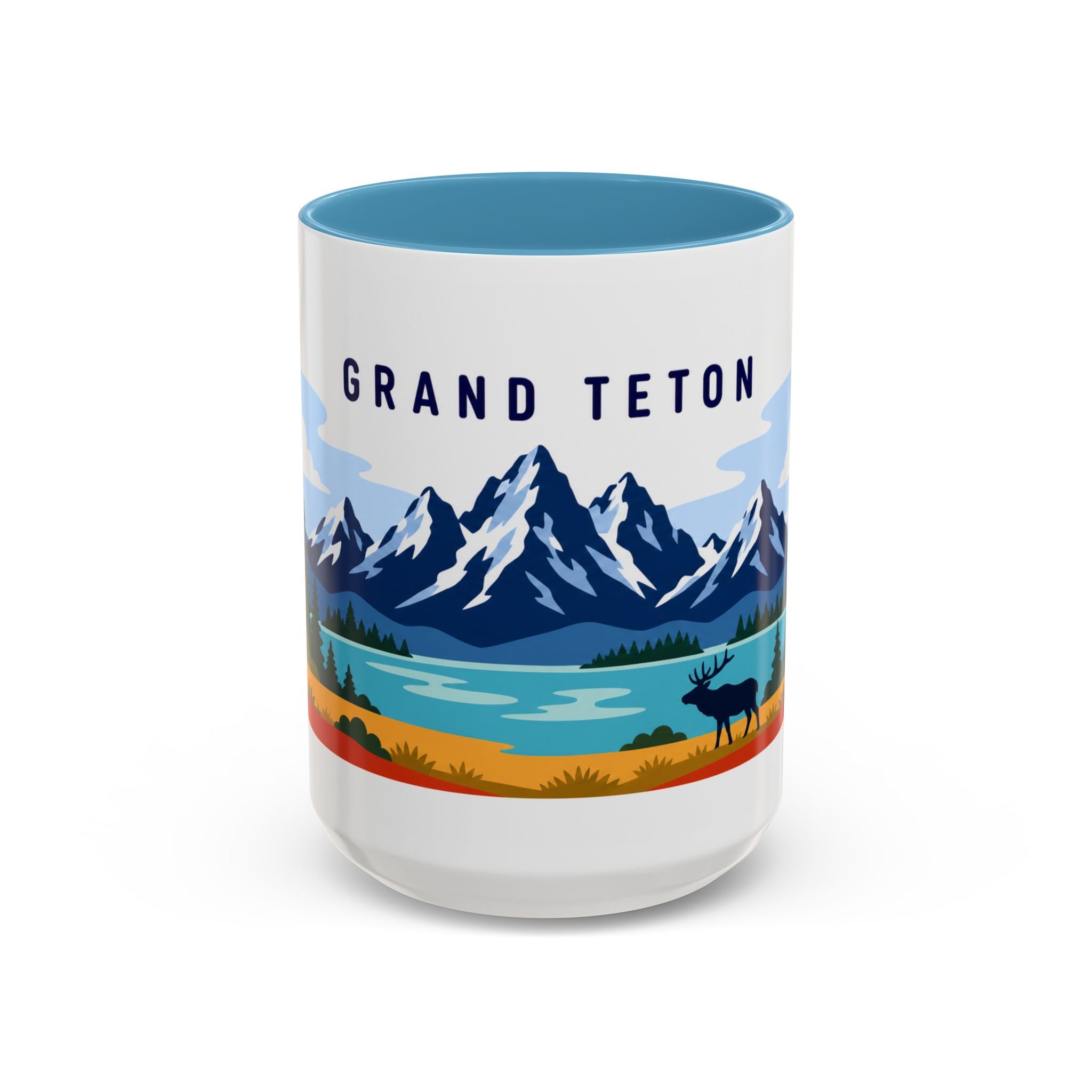 Grand Teton Coffee Mug | Travel Destination Souvenir Gift | Accent Color Ceramic 11oz 15oz