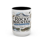 Rocky Mountain Coffee Mug | National Park Hiking Camping Gift | Accent Color Ceramic 11oz 15oz