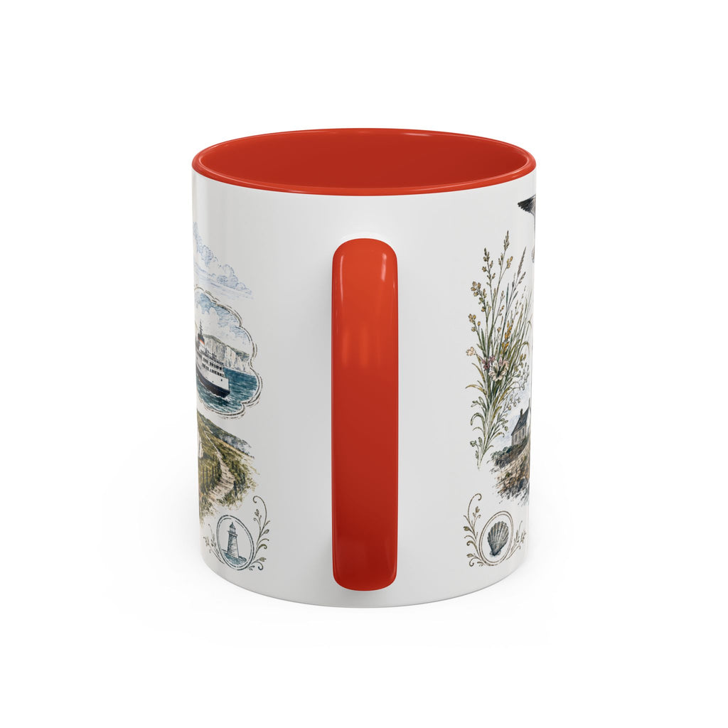 White Cliffs of Dover Mug, England Travel Souvenir, Bucket List Gift, Accent Ceramic Coffee Mug 11oz 15oz