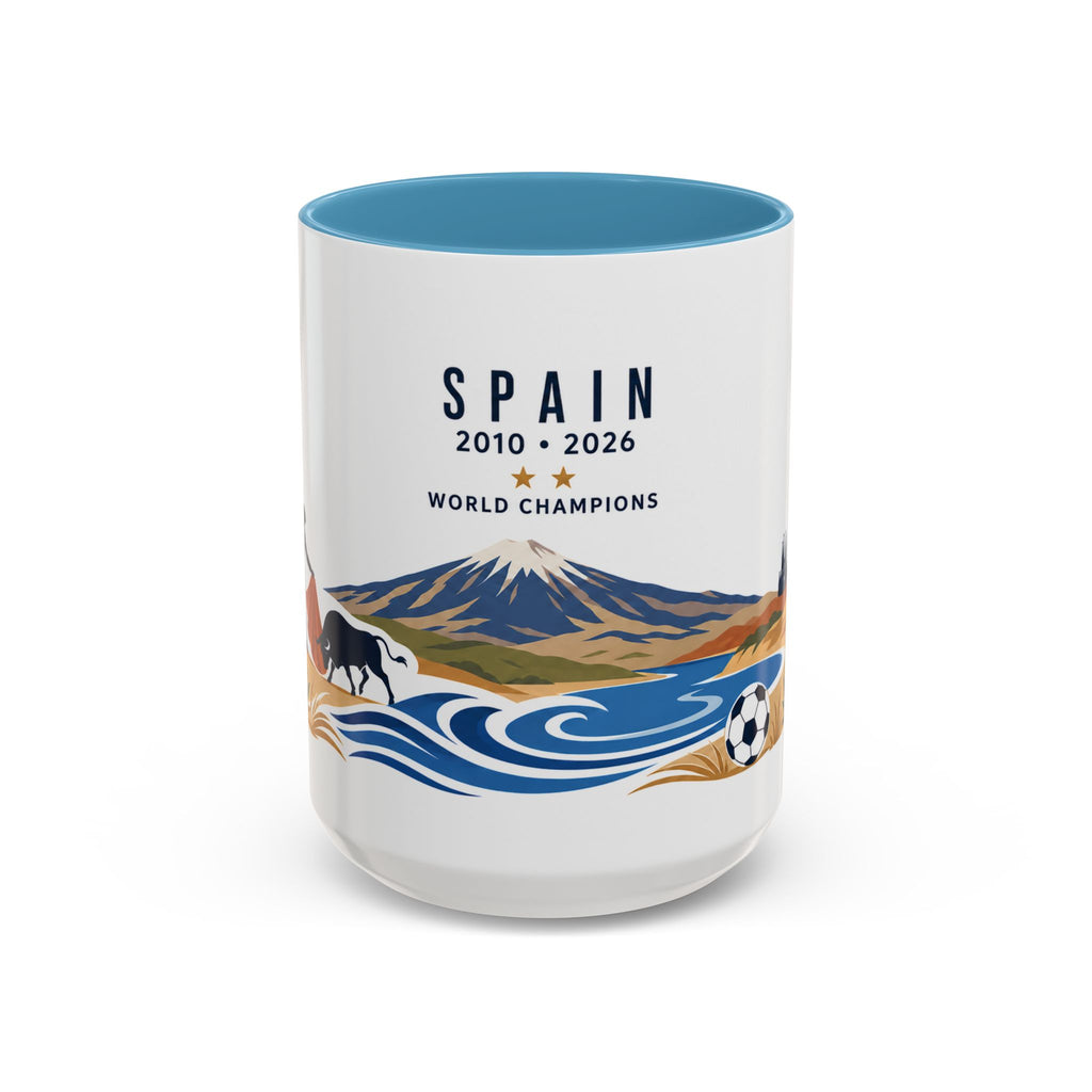 Spain World Champions Mug | 2010 2026 Spanish Soccer Gift | Two Time Football Champion Cup | 11oz 15oz Accent Mug