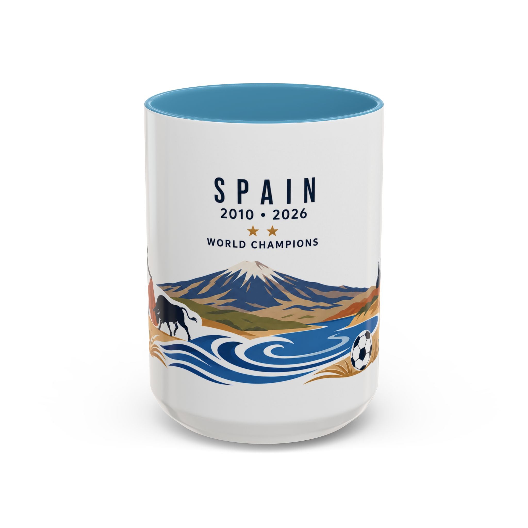 Spain World Champions Mug | 2010 2026 Spanish Soccer Gift | Two Time Football Champion Cup | 11oz 15oz Accent Mug