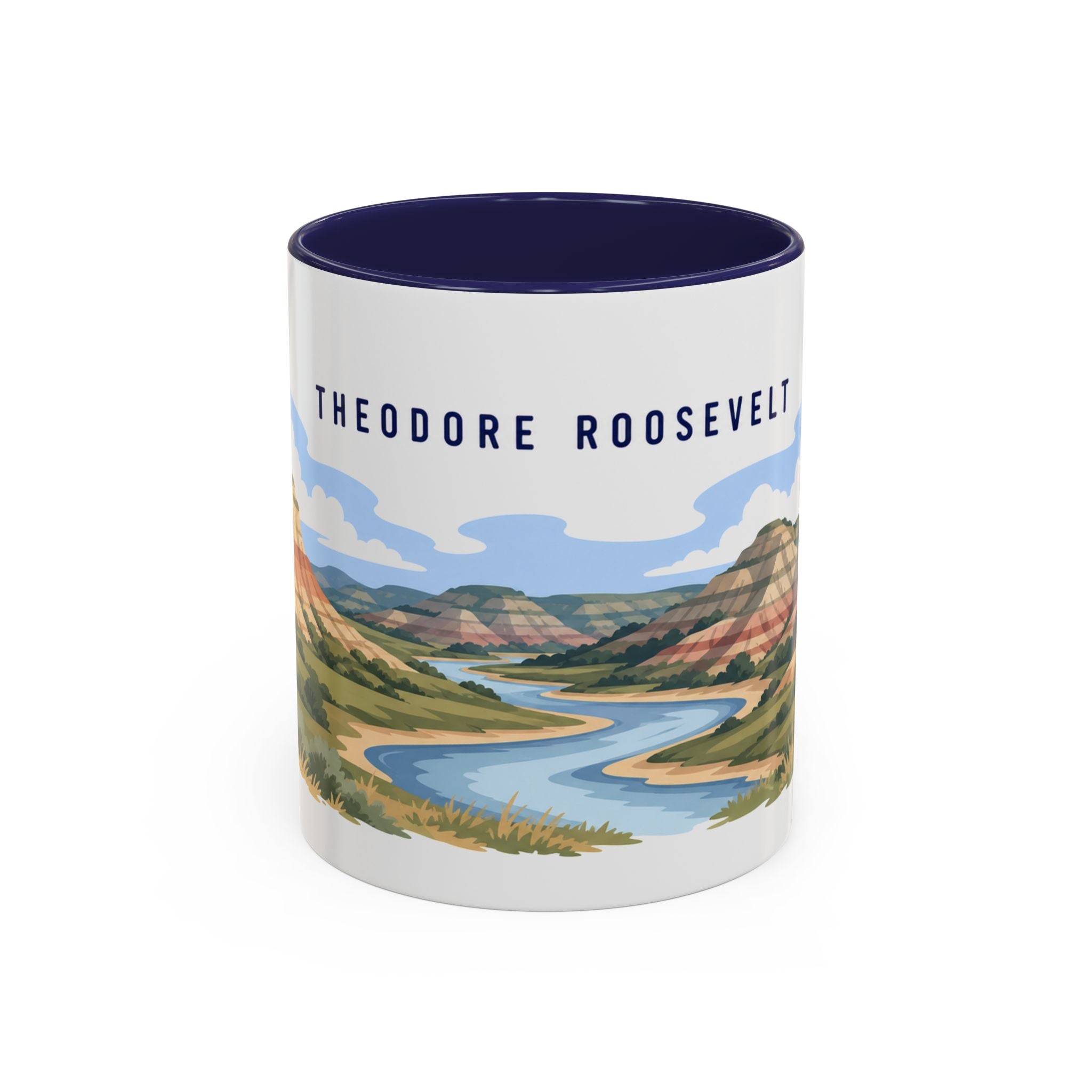 Theodore Roosevelt National Park Coffee Mug | Solid Color Block Park Souvenir | 11oz 15oz Accent Mug