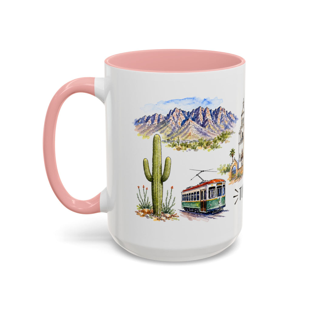 Tucson Illustrated Travel Mug | City Souvenir Accent Coffee Mug | 11oz 15oz Ceramic Cup
