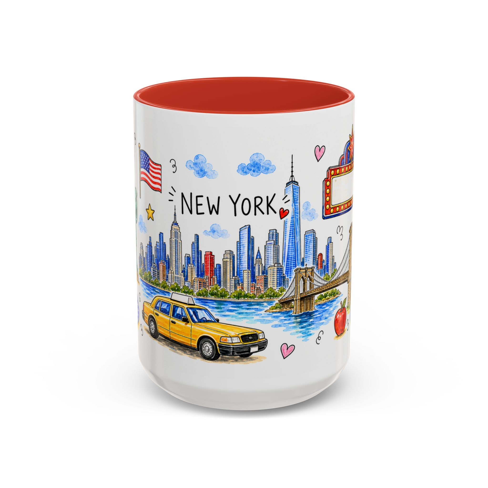 New York City Illustrated Travel Mug | City Souvenir Accent Coffee Mug | 11oz 15oz Ceramic Cup