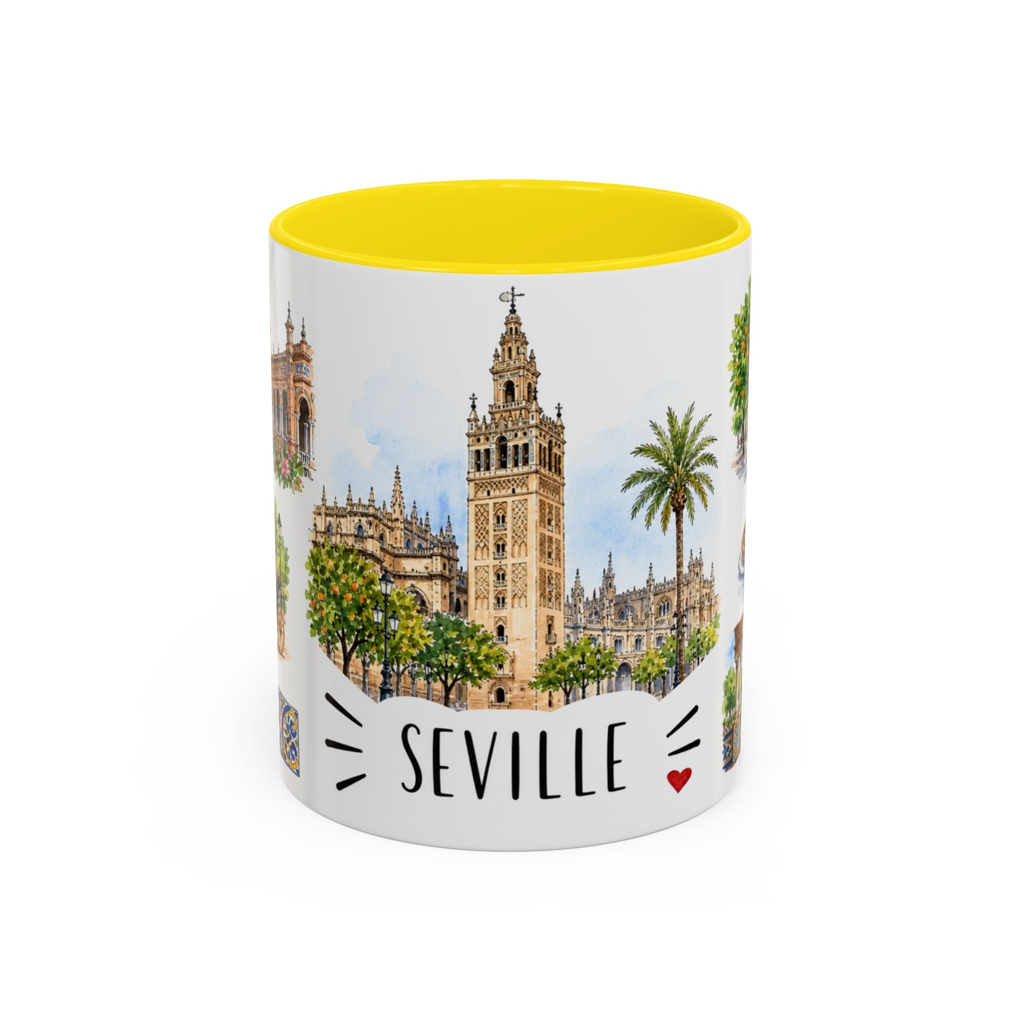 Seville Illustrated Travel Mug | City Souvenir Accent Coffee Mug | 11oz 15oz Ceramic Cup