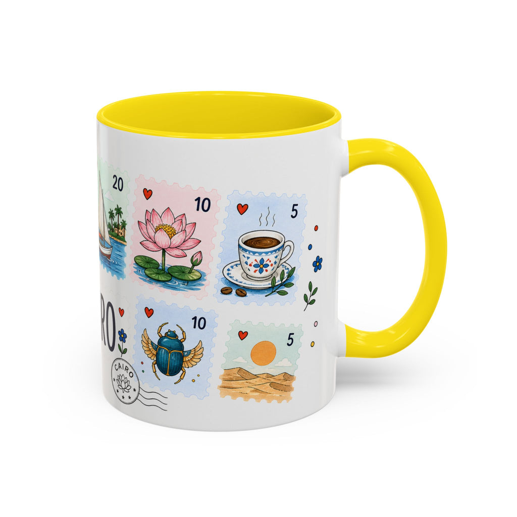 Cairo Coffee Mug | Postage Stamp Collage Mug | Travel Souvenir Accent Cup 11oz 15oz