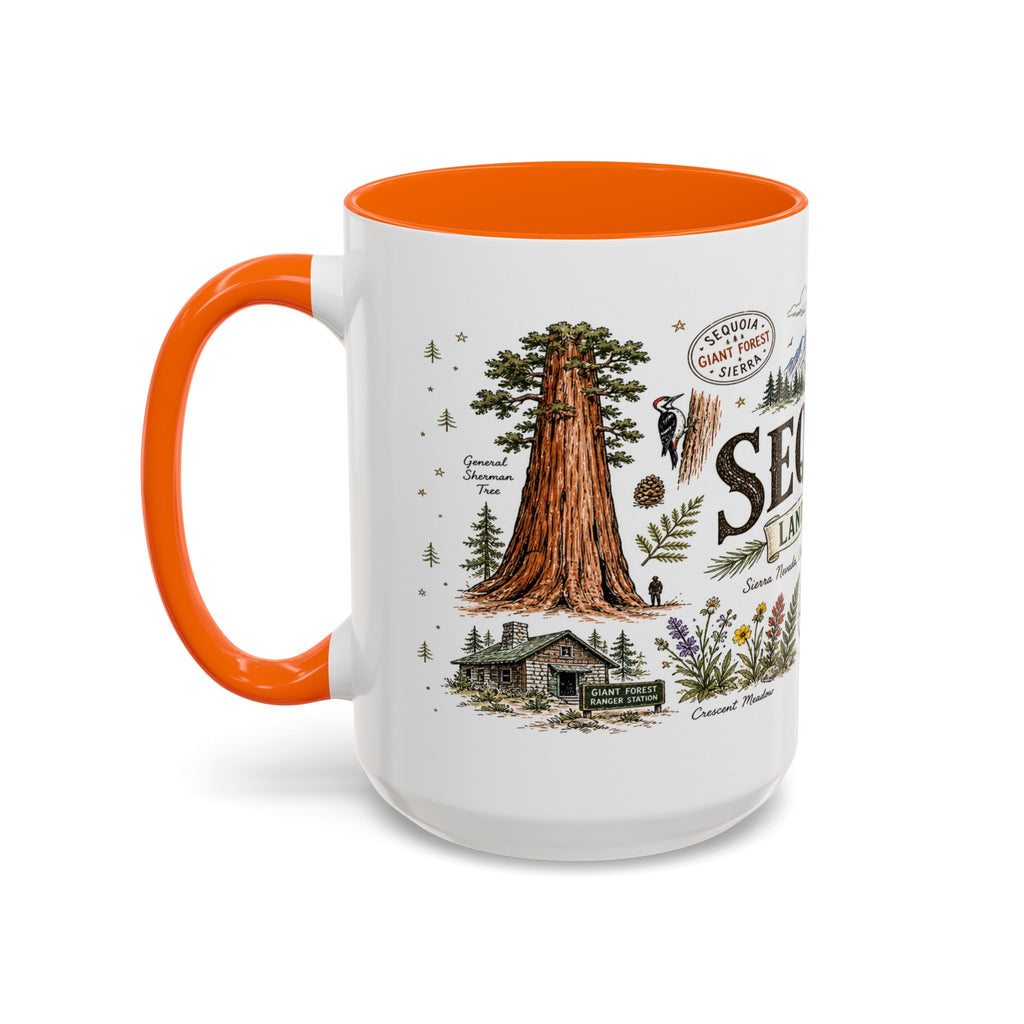 Sequoia Coffee Mug | National Park Hiking California Gift | Accent Color Ceramic 11oz 15oz