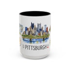 Pittsburgh Illustrated Travel Mug | City Souvenir Accent Coffee Mug | 11oz 15oz Ceramic Cup