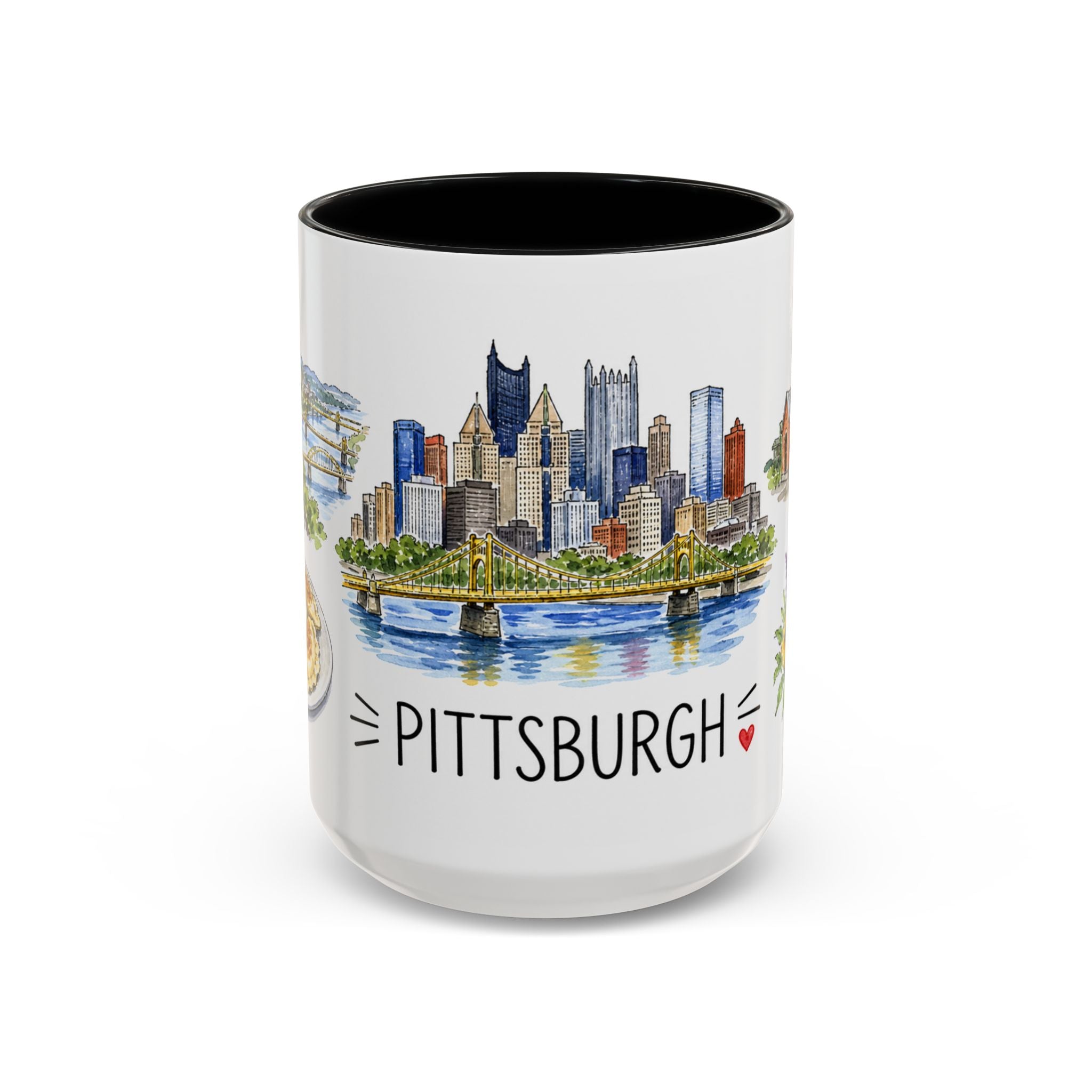Pittsburgh Illustrated Travel Mug | City Souvenir Accent Coffee Mug | 11oz 15oz Ceramic Cup