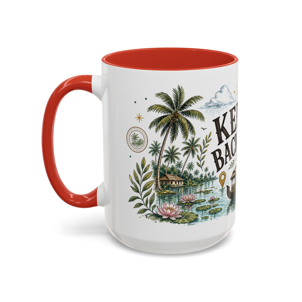 Kerala Backwaters Coffee Mug | Travel Destination Souvenir Gift | Accent Color Ceramic 11oz 15oz