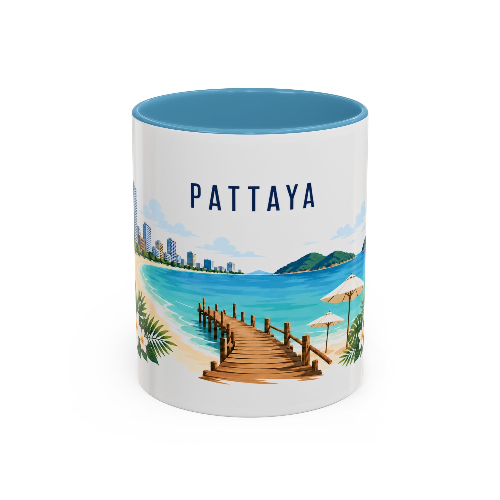 Pattaya Coffee Mug | Thailand Travel Souvenir | Porcelain Decal City Gift | 11oz 15oz Accent Mug