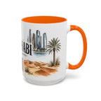Abu Dhabi Coffee Mug | United Arab Emirates Travel Souvenir | Vintage Illustrated City Gift | 11 oz 15 oz Accent Mug