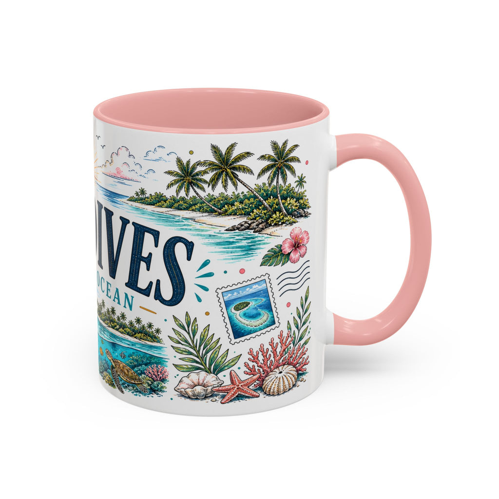 Maldives Coffee Mug | Travel Destination Souvenir Gift | Accent Color Ceramic 11oz 15oz