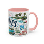 Maldives Coffee Mug | Travel Destination Souvenir Gift | Accent Color Ceramic 11oz 15oz
