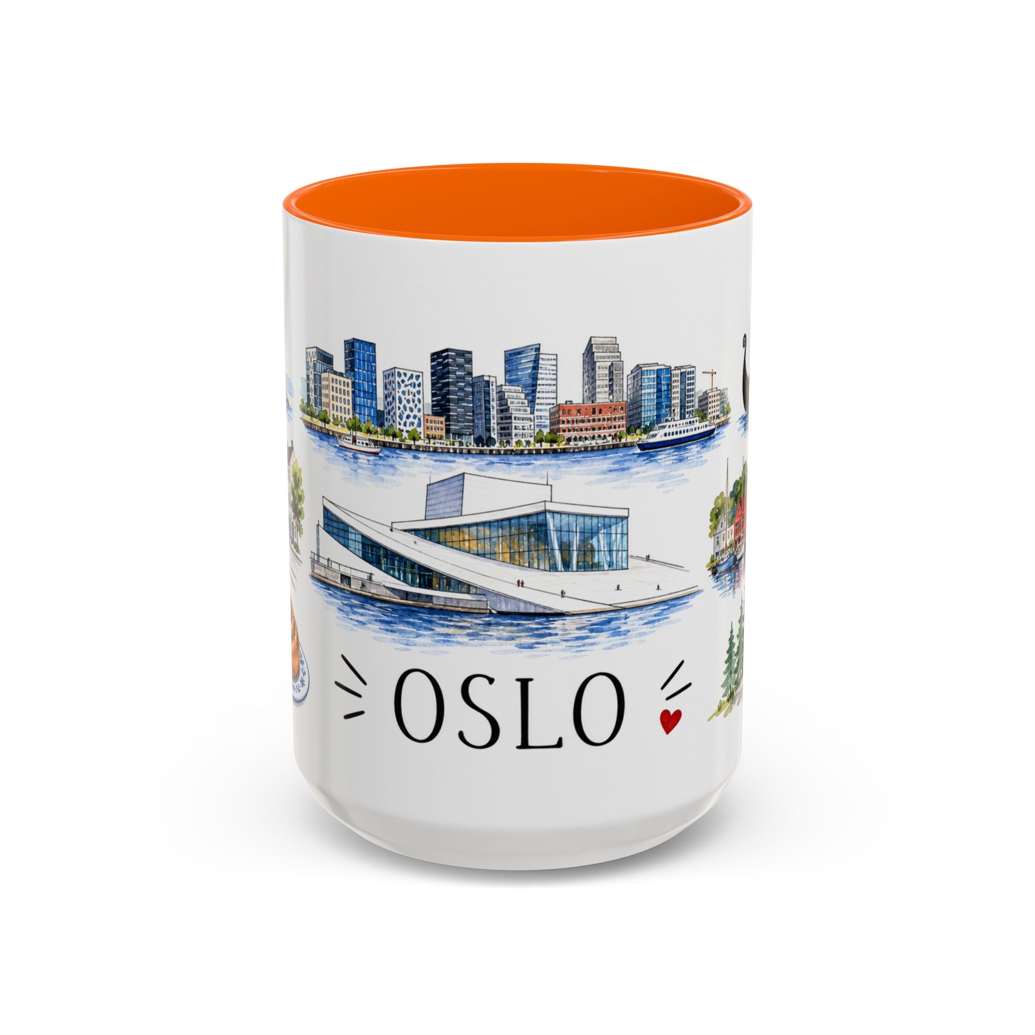 Oslo Illustrated Travel Mug | City Souvenir Accent Coffee Mug | 11oz 15oz Ceramic Cup