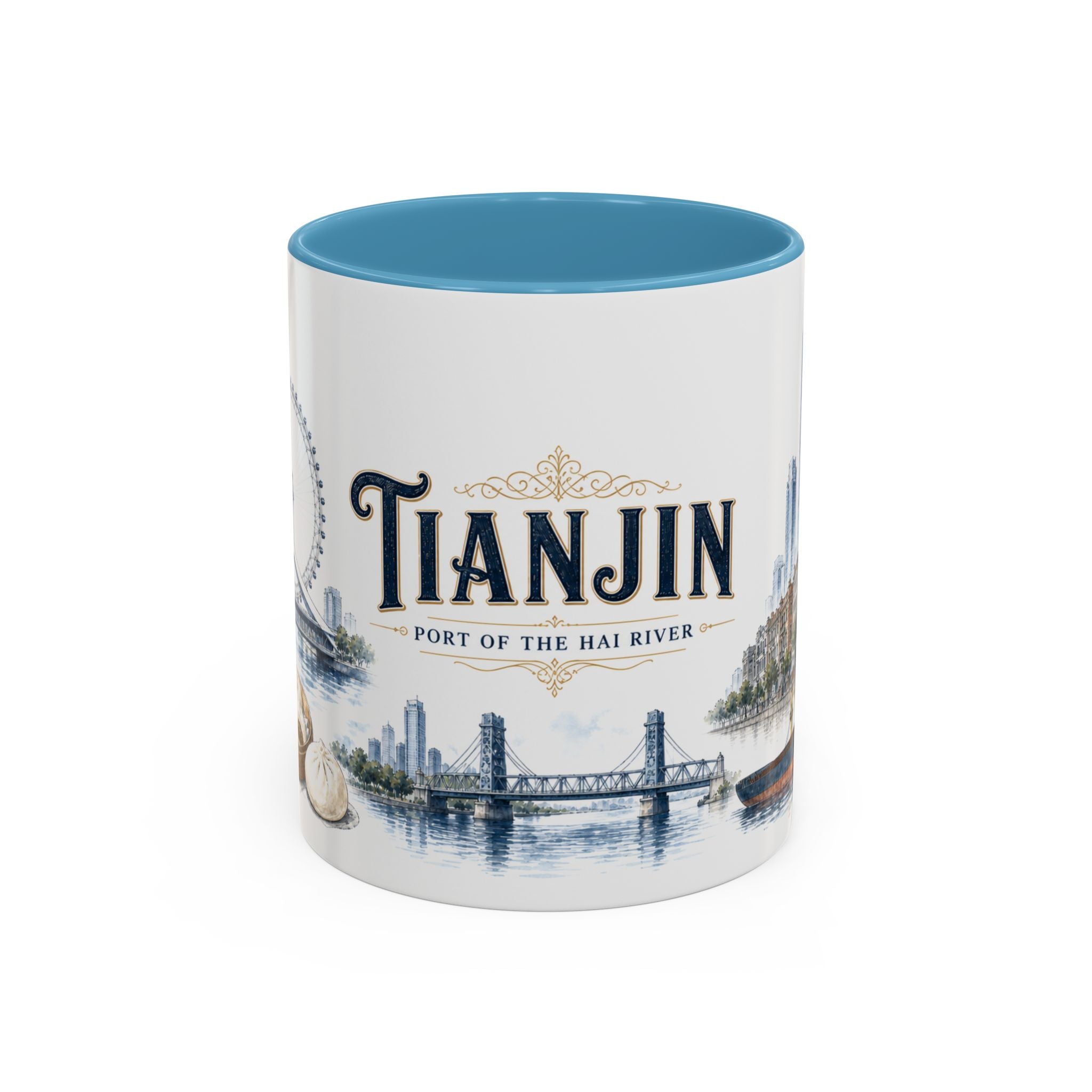 Tianjin Coffee Mug | China Travel Souvenir | Vintage Illustrated City Gift | 11 oz 15 oz Accent Mug
