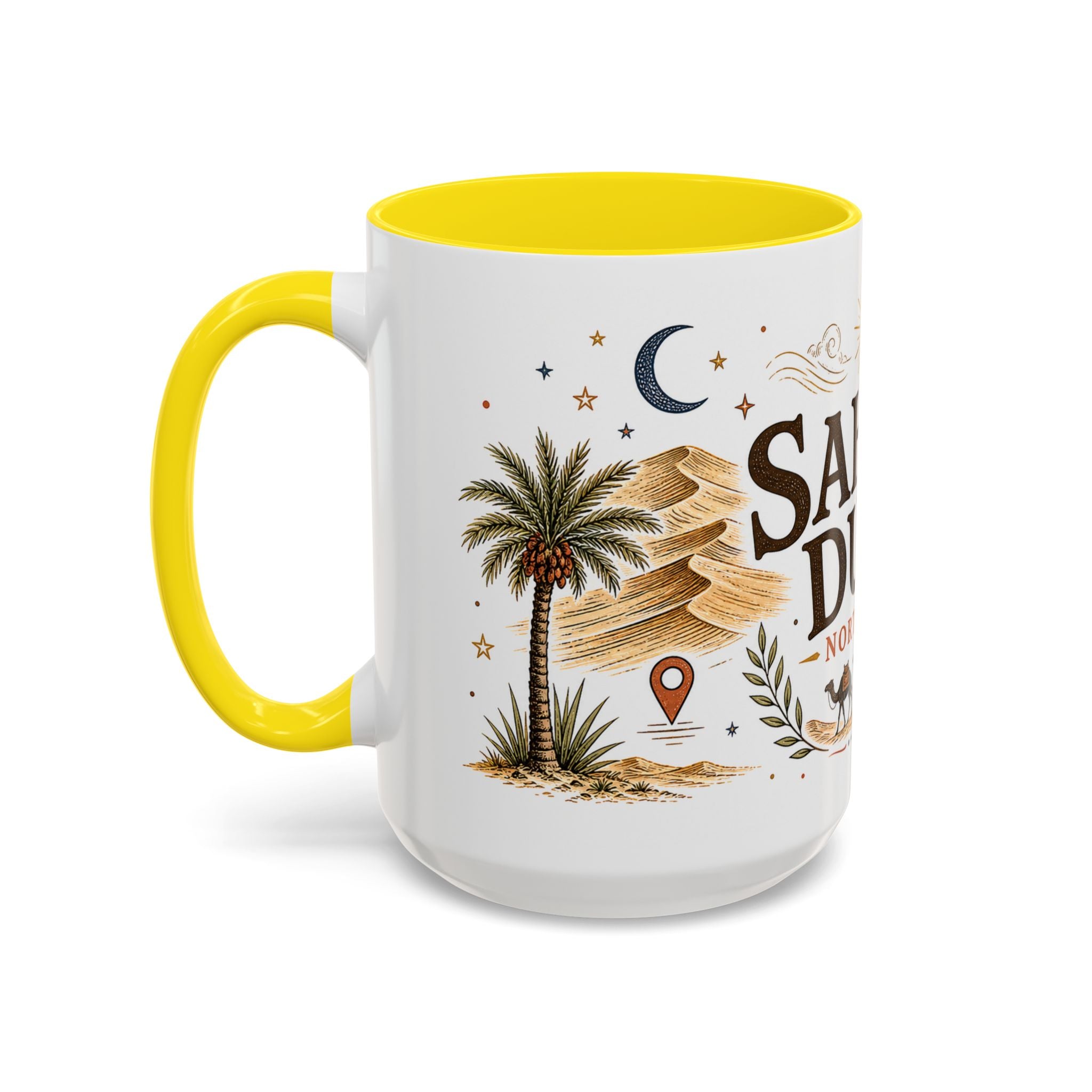 Sahara Dunes Coffee Mug | Travel Destination Souvenir Gift | Accent Color Ceramic 11oz 15oz