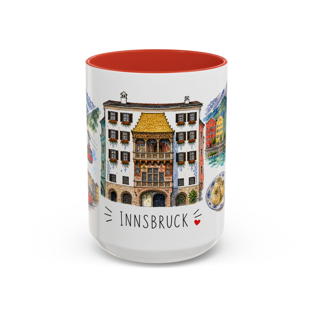 Innsbruck Illustrated Travel Mug | City Souvenir Accent Coffee Mug | 11oz 15oz Ceramic Cup