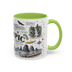 Olympic Coffee Mug | National Park Hiking Rainforest Gift | Accent Color Ceramic 11oz 15oz