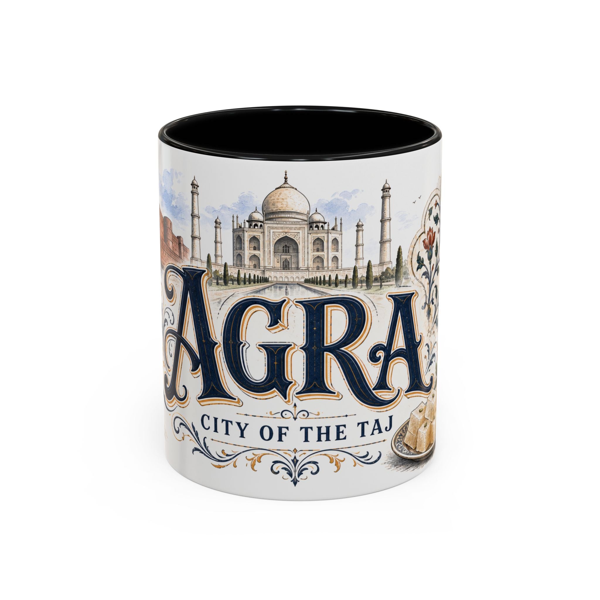 Agra Coffee Mug | India Travel Souvenir | Vintage Illustrated City Gift | 11 oz 15 oz Accent Mug