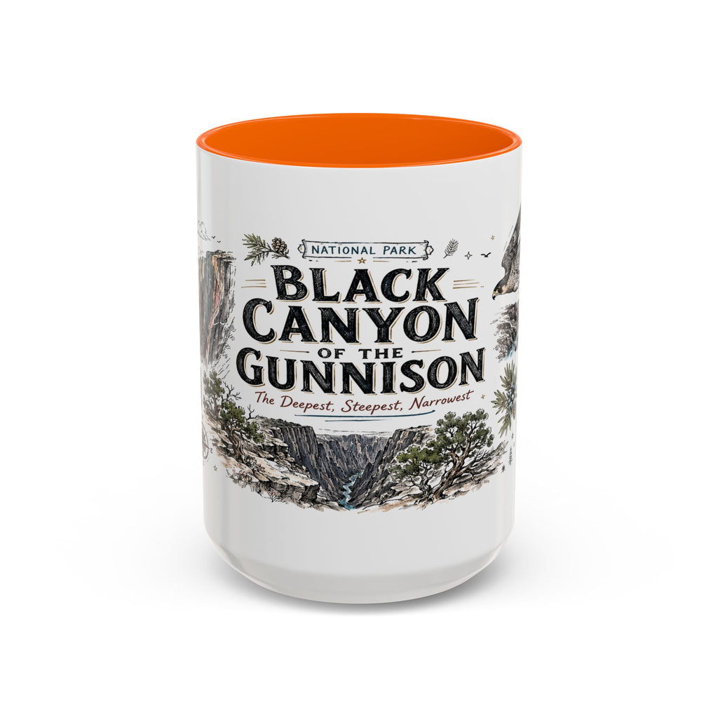 Black Canyon of the Gunnison National Park Coffee Mug | Colorado Deep Canyon Hiking Gift | Accent Color Ceramic 11oz 15oz
