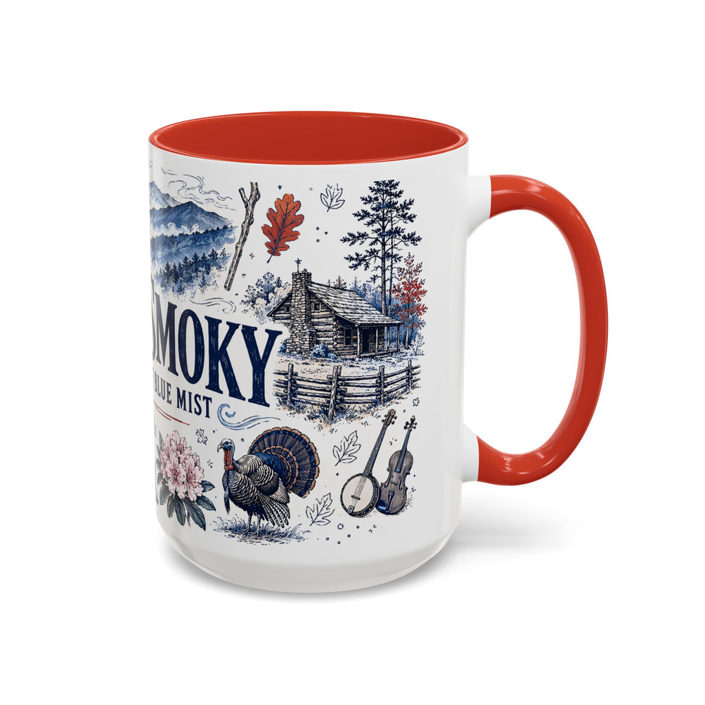 Great Smoky Mountains Coffee Mug | National Park Hiking Gift | Accent Color Ceramic 11oz 15oz
