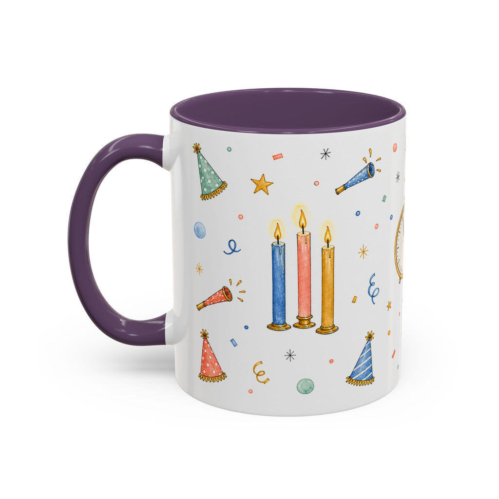 New Year Midnight Mug | Candle Firework Watercolor Party Gift | Accent Cup 11oz 15oz