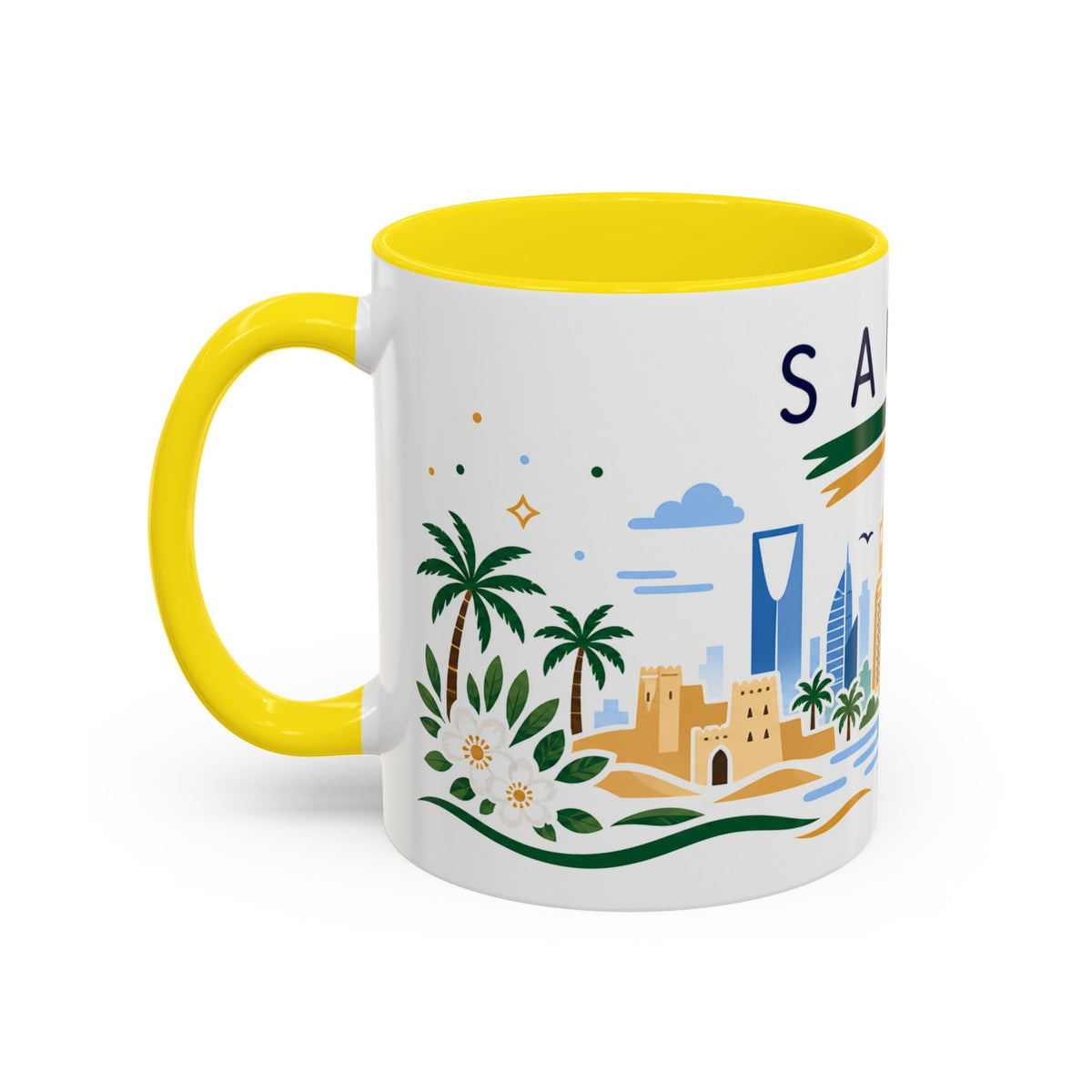 Saudi Arabia Coffee Mug | Travel Souvenir Accent Mug | Country Gift Ceramic Cup 11oz 15oz