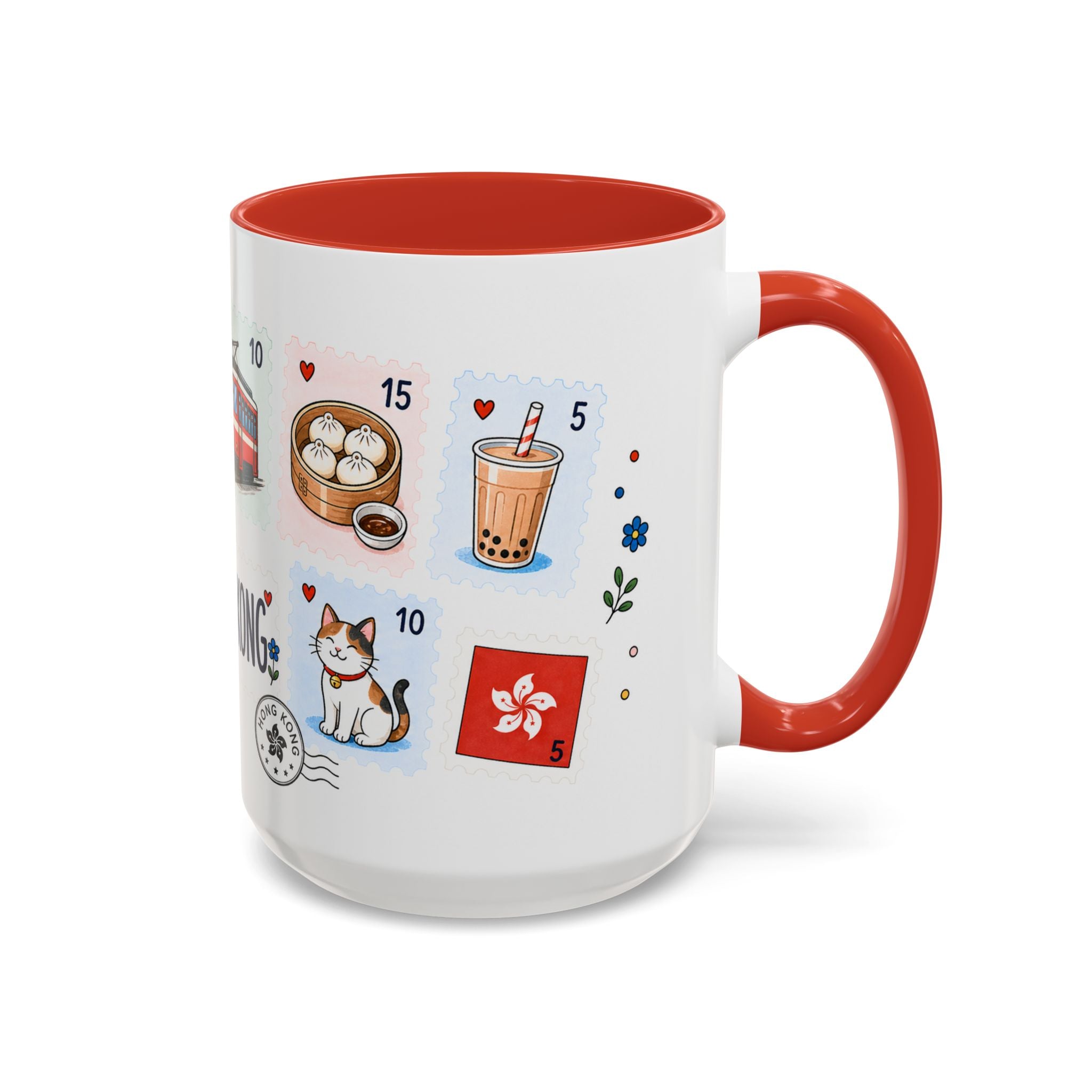 Hong Kong Coffee Mug | Postage Stamp Collage Mug | Travel Souvenir Accent Cup 11oz 15oz