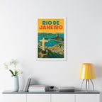 Rio de Janeiro Panorama Brazil Framed Poster | Vintage Travel Wall Art | Black Walnut White Frame | 16x24 20x30