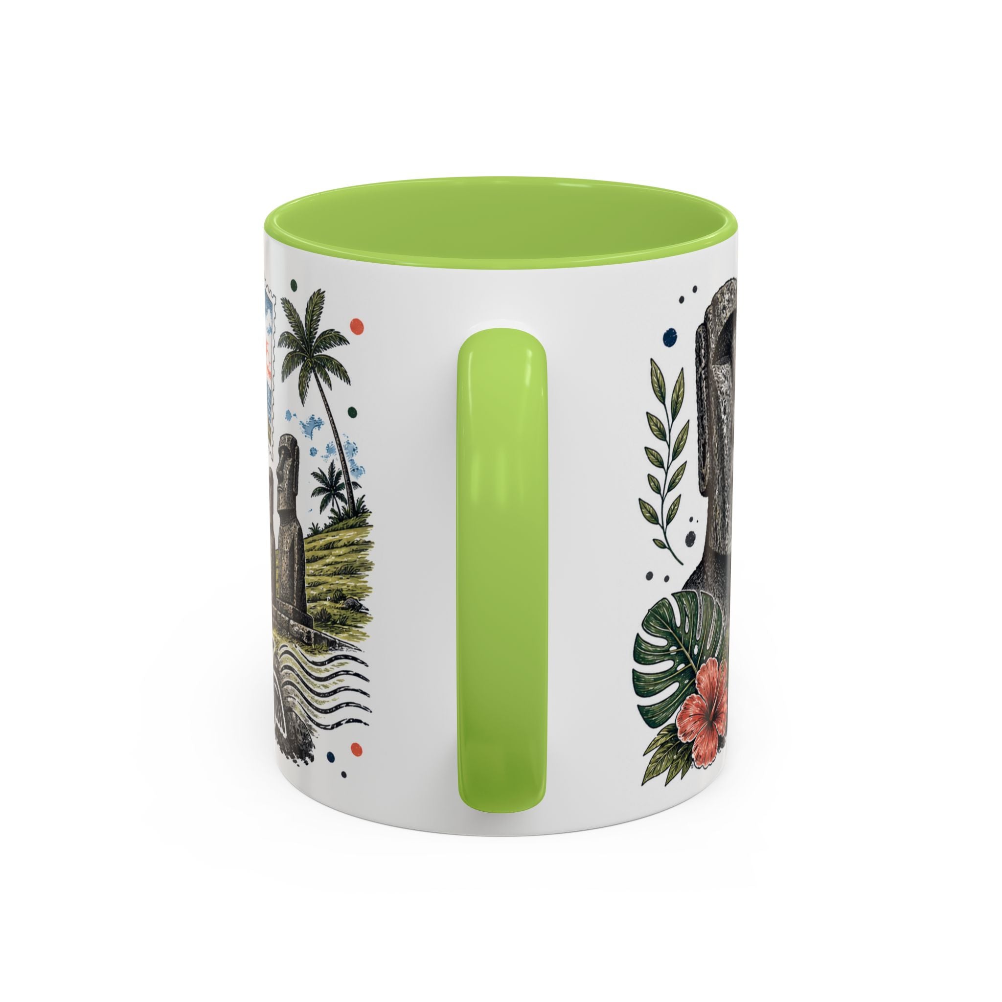 Easter Island Coffee Mug | Travel Destination Souvenir Gift | Accent Color Ceramic 11oz 15oz