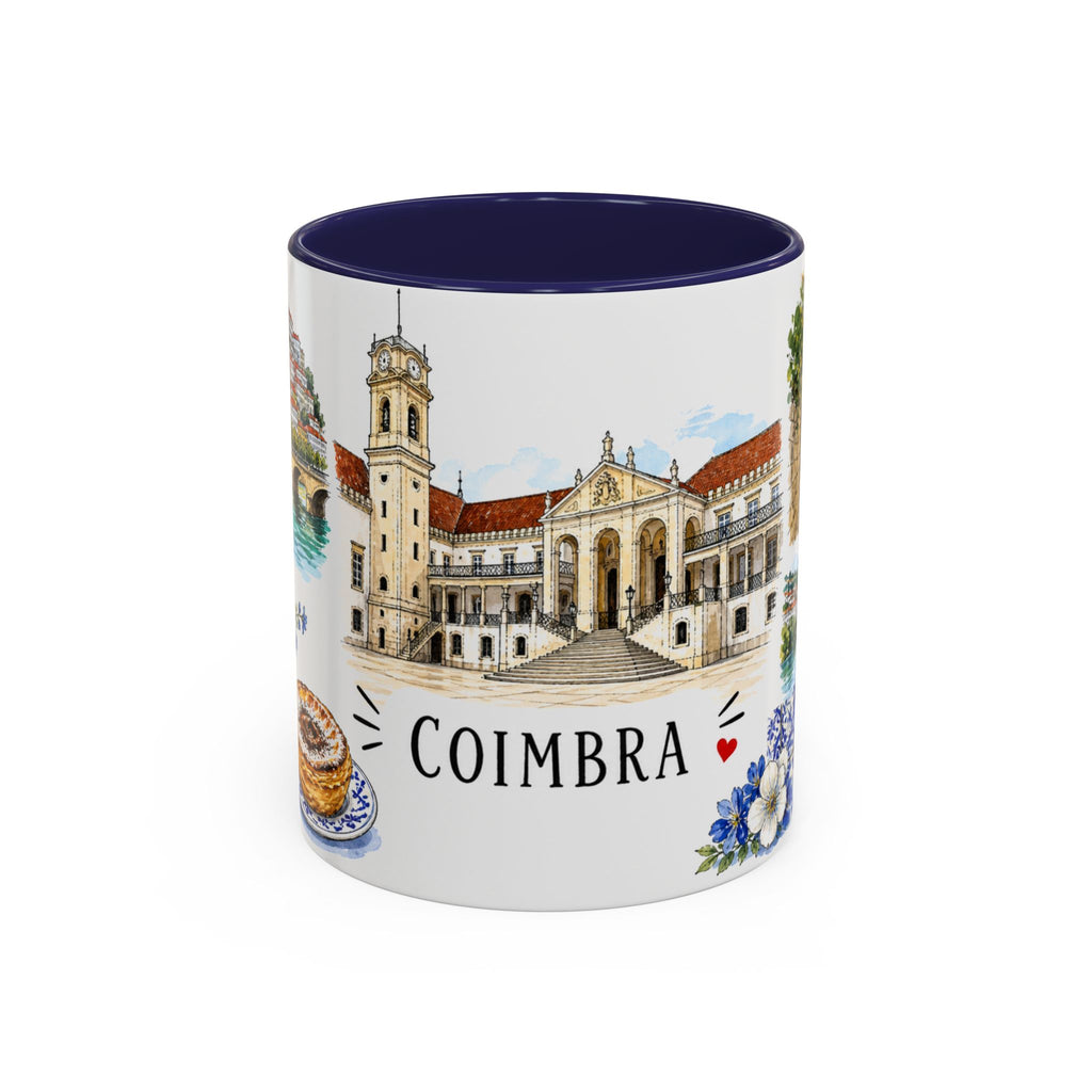 Coimbra Illustrated Travel Mug | City Souvenir Accent Coffee Mug | 11oz 15oz Ceramic Cup