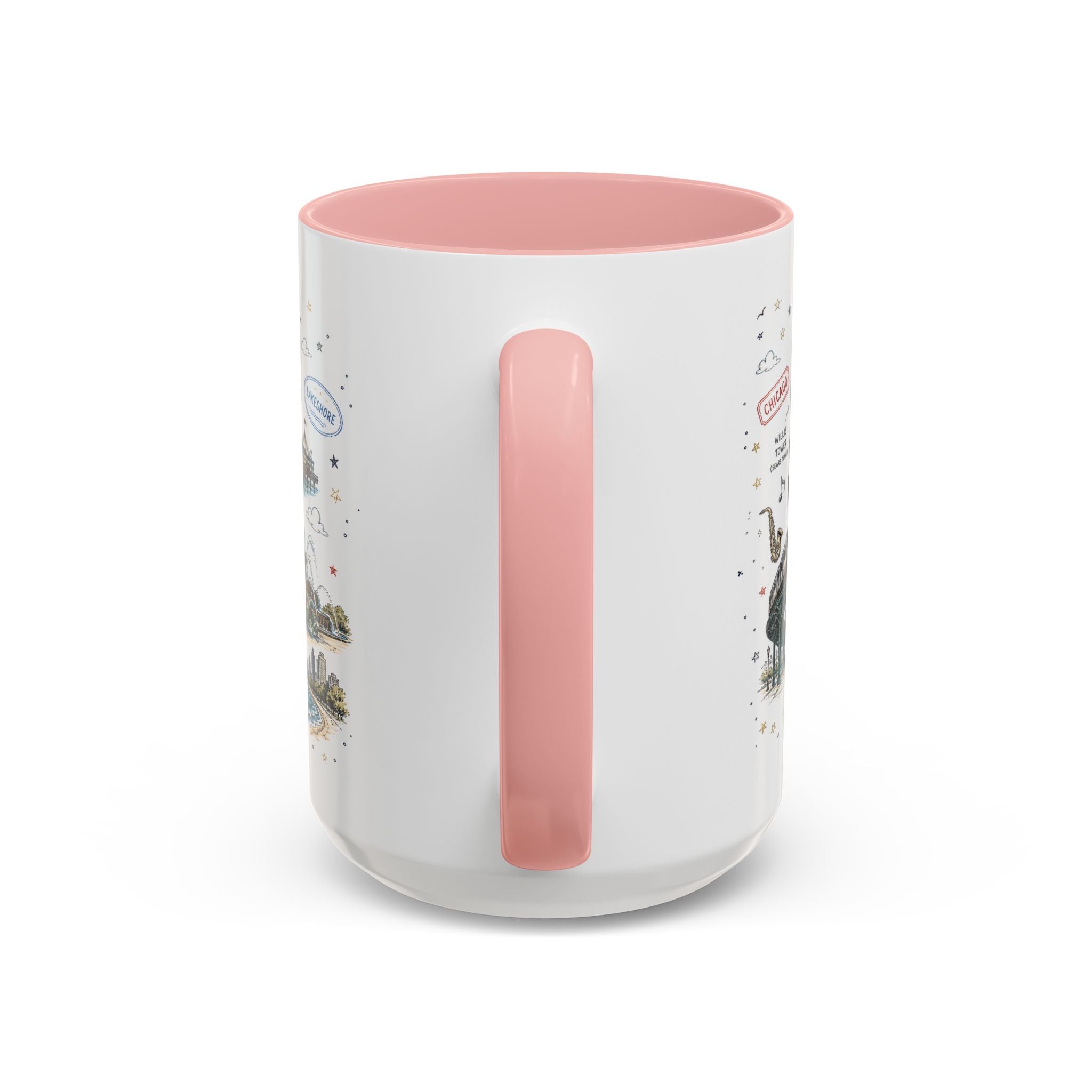 Chicago Coffee Mug | Illinois Souvenir City Gift | Accent Color Ceramic 11oz 15oz