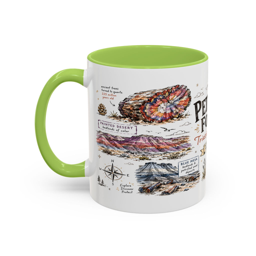 Petrified Forest National Park Coffee Mug | Arizona Painted Desert Fossil Gift | Accent Color Ceramic 11oz 15oz